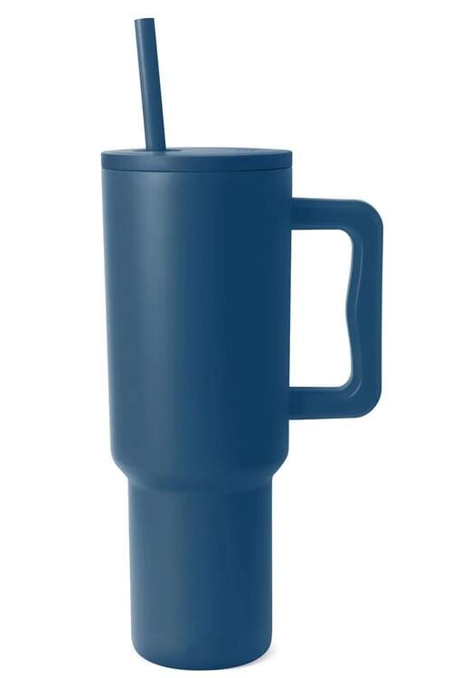 Monochromatic Stainless Steel Tumbler with Matching Straw Deep Teal / One Size