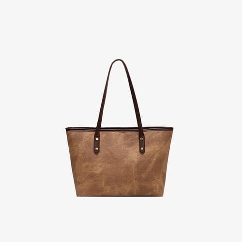 Large Vegan Leather Tote Bag Camel / One Size