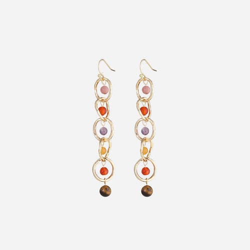 Beaded Alloy Dangle Earrings Deep Red / One Size