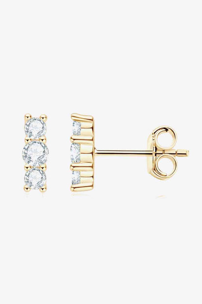 Heartbeat Rhythm 925 Sterling Silver Moissanite Stud Earrings Gold / One Size