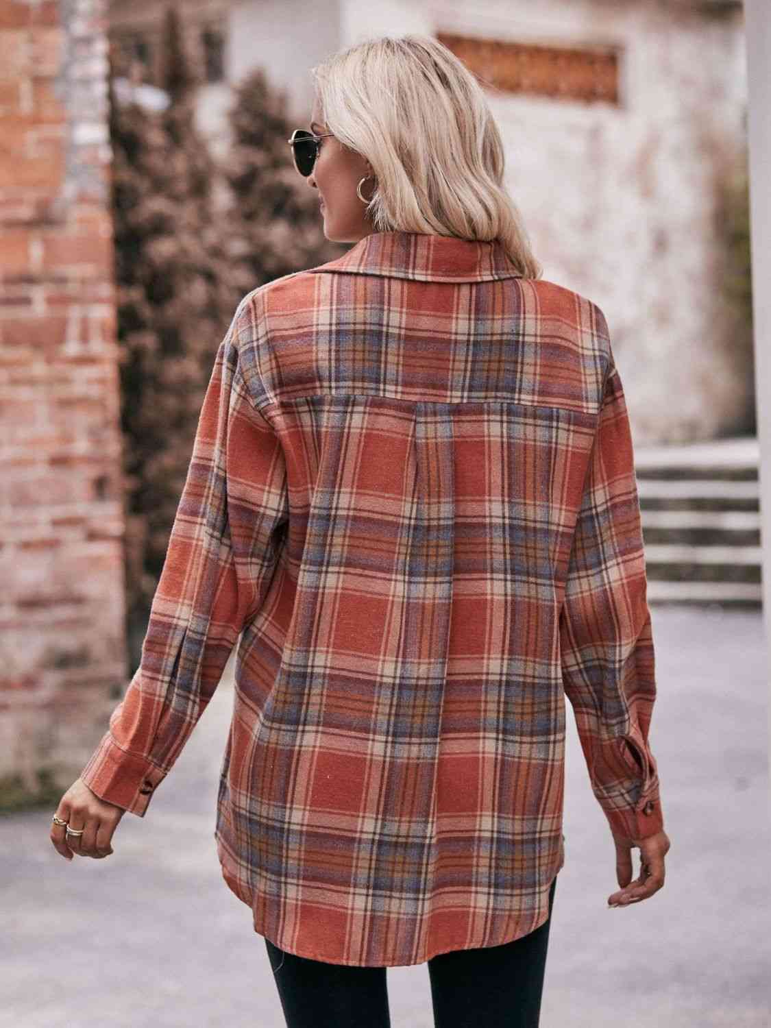 Plaid Dropped Shoulder Longline Shirt