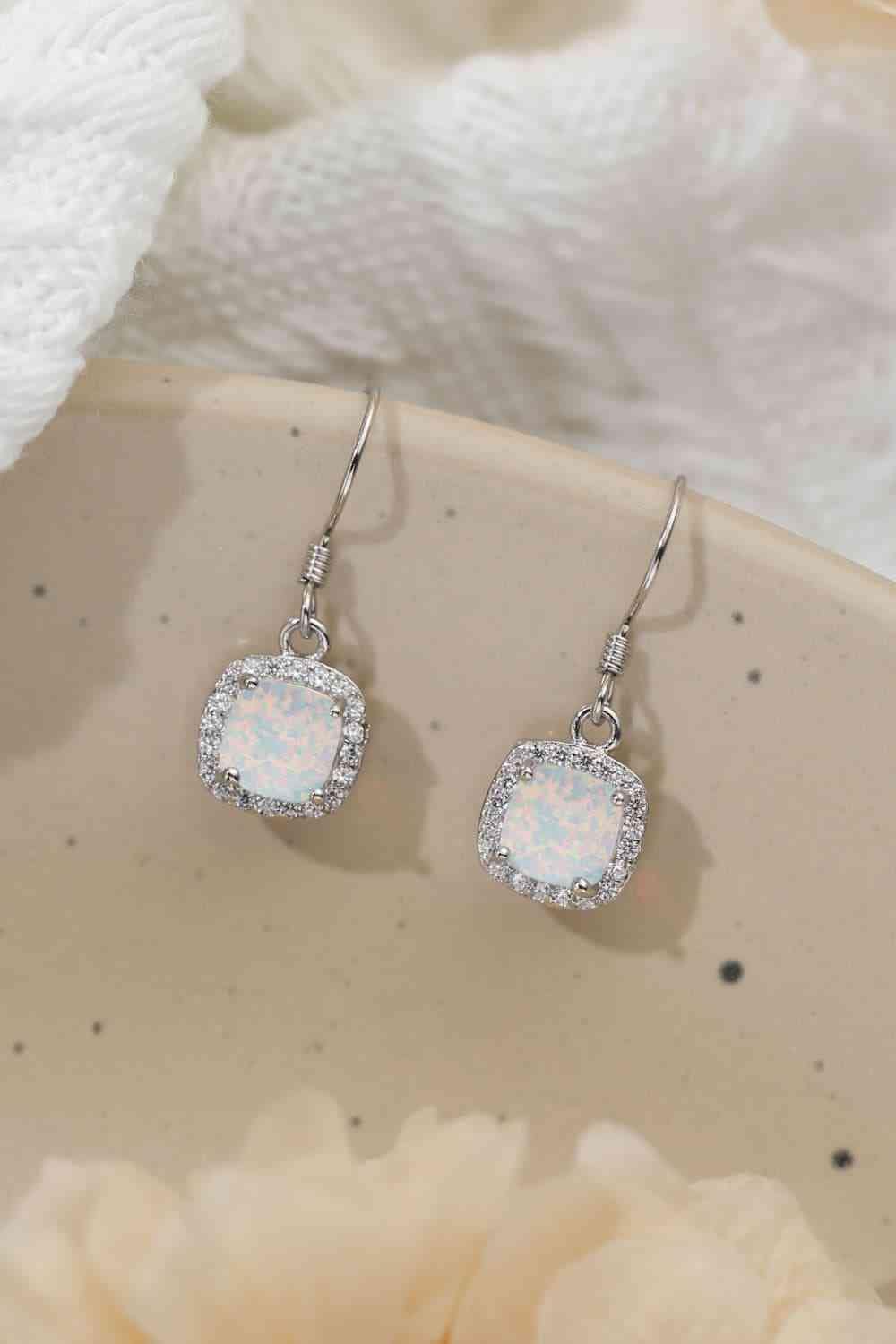 Opal Square Drop Earrings White / One Size