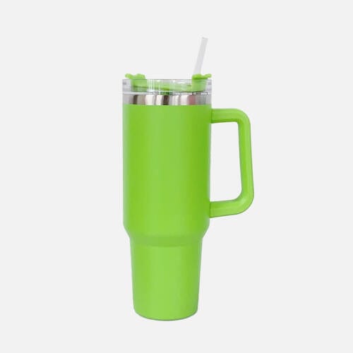 Stainless Steel Tumbler with Handle and Straw Lime / One Size