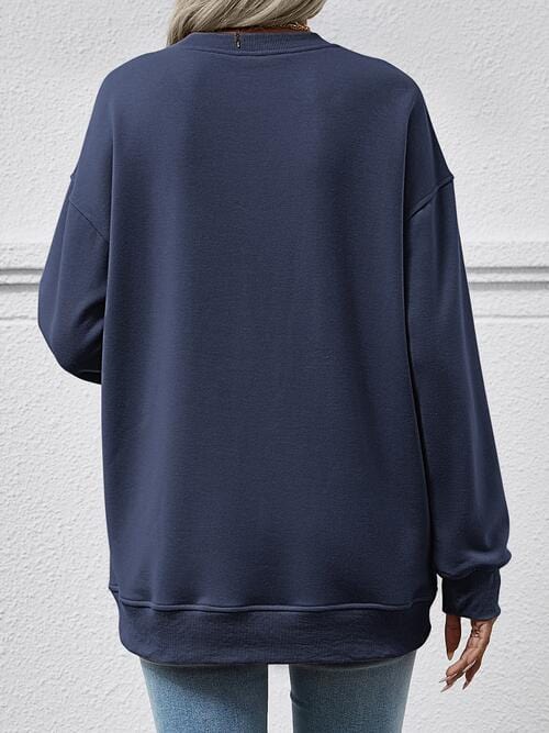 Solid Long Sleeve Pocketed Sweatshirt