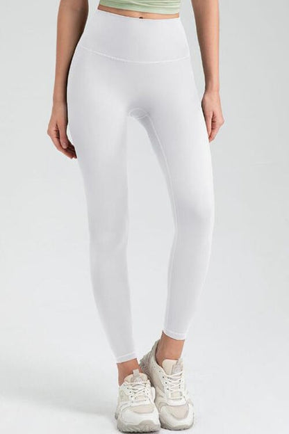 Wide Waistband High Waist Sport Leggings White / S