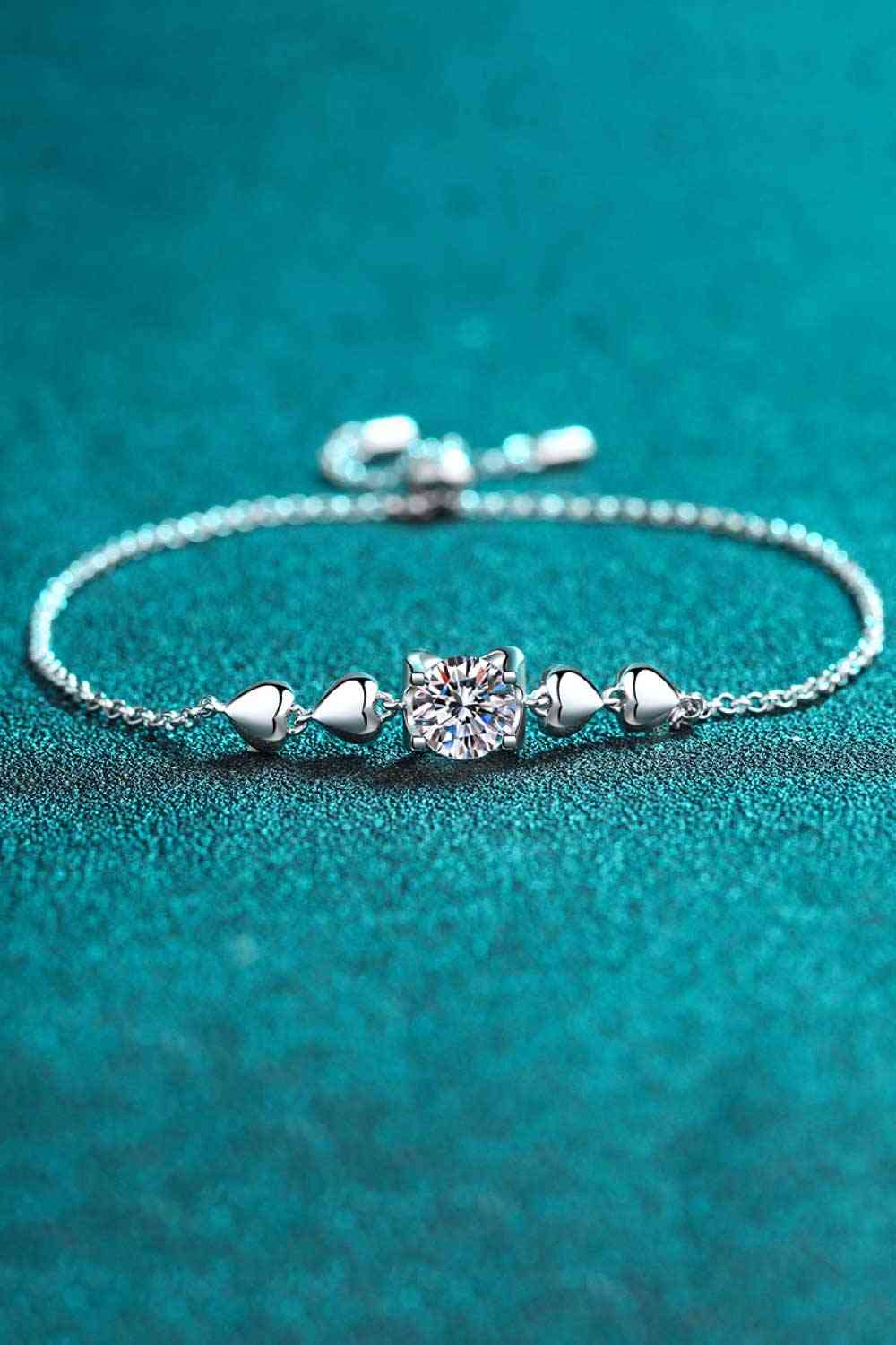 1 Carat Moissanite Heart Bracelet Silver / One Size