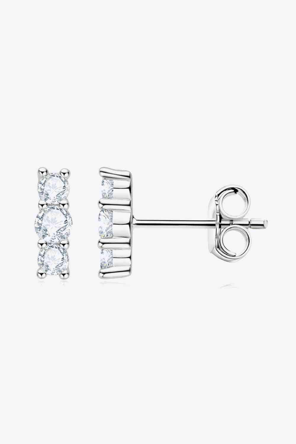 Heartbeat Rhythm 925 Sterling Silver Moissanite Stud Earrings Silver / One Size