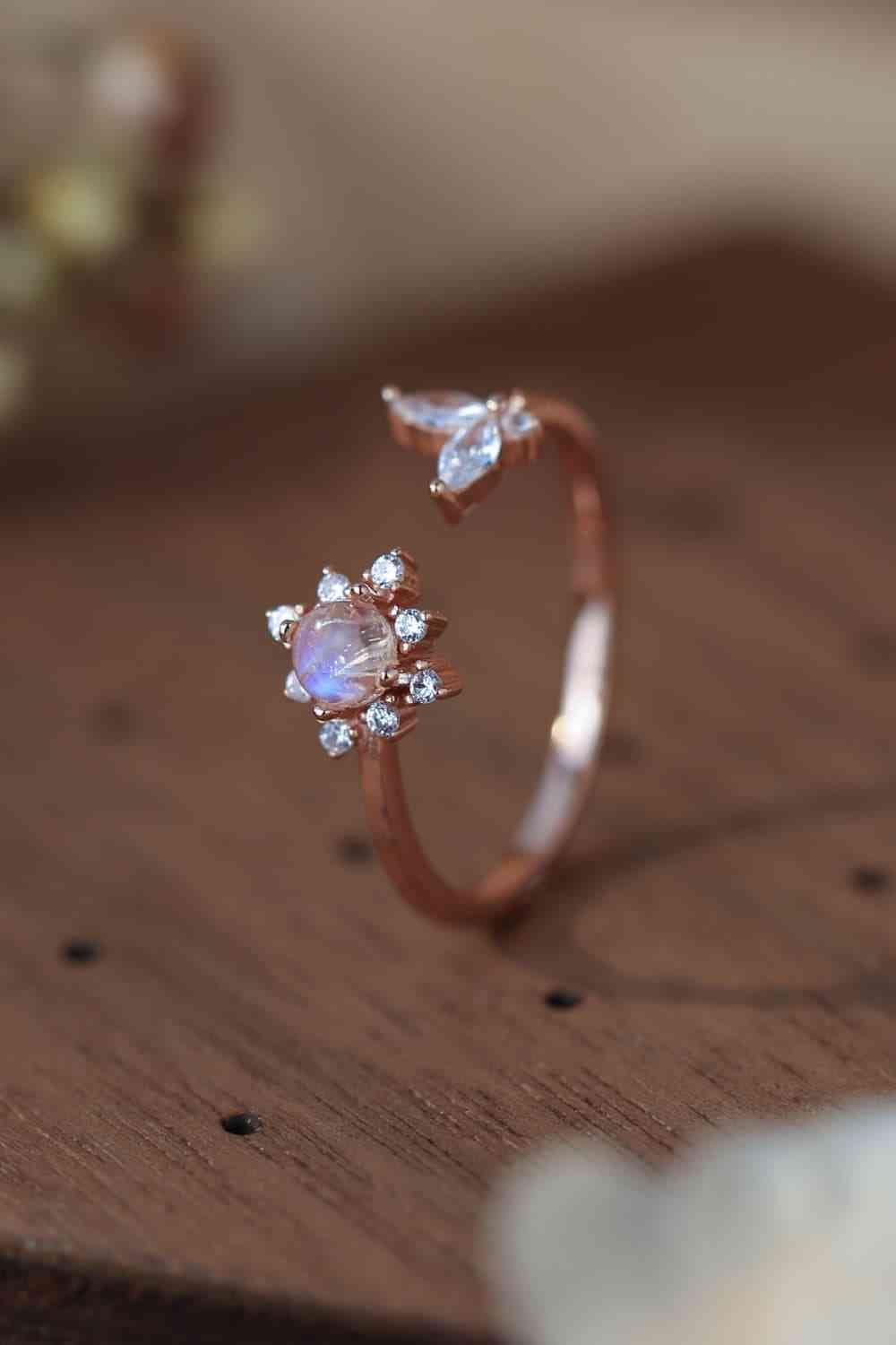 Moonstone 18K Rose Gold-Plated Open Ring Rose Gold / One Size