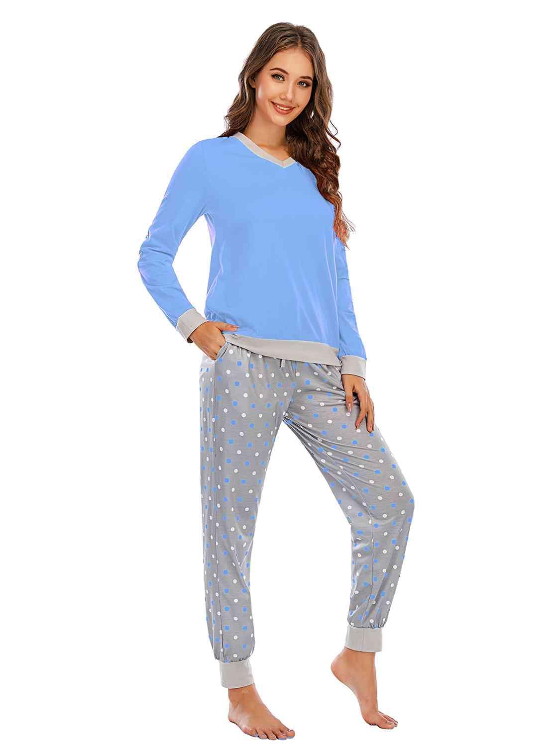 Long Sleeve Top and Polka Dot Pants Set