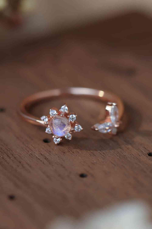 Moonstone 18K Rose Gold-Plated Open Ring Rose Gold / One Size