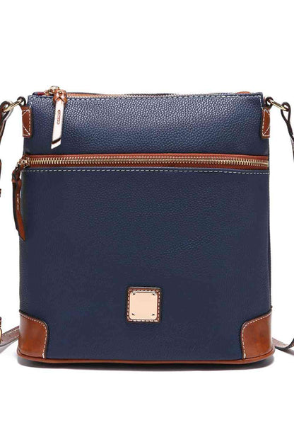 Square Vegan Leather Crossbody Bag Navy / One Size