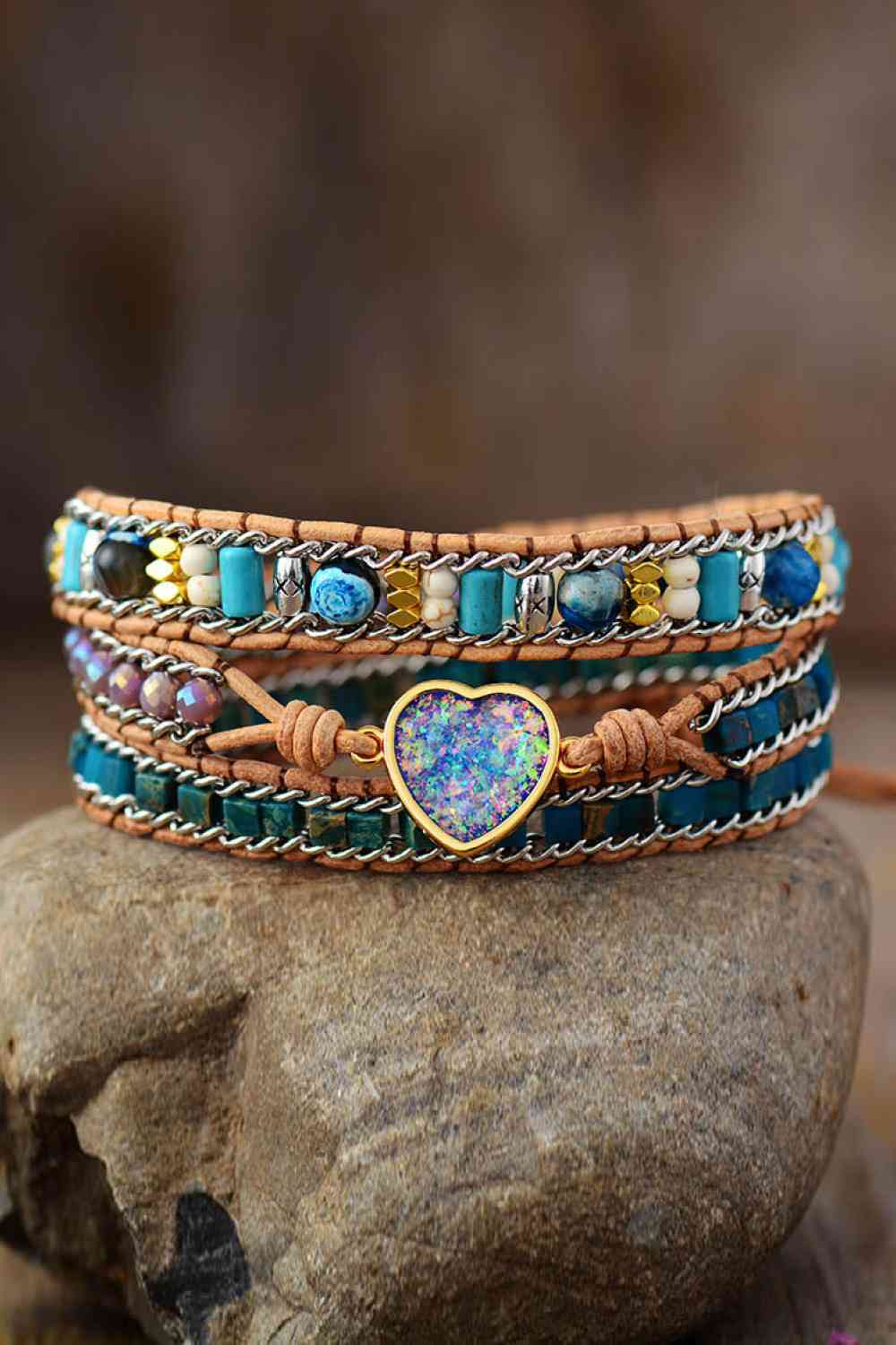 Heart Layered Bracelet Turquoise / One Size