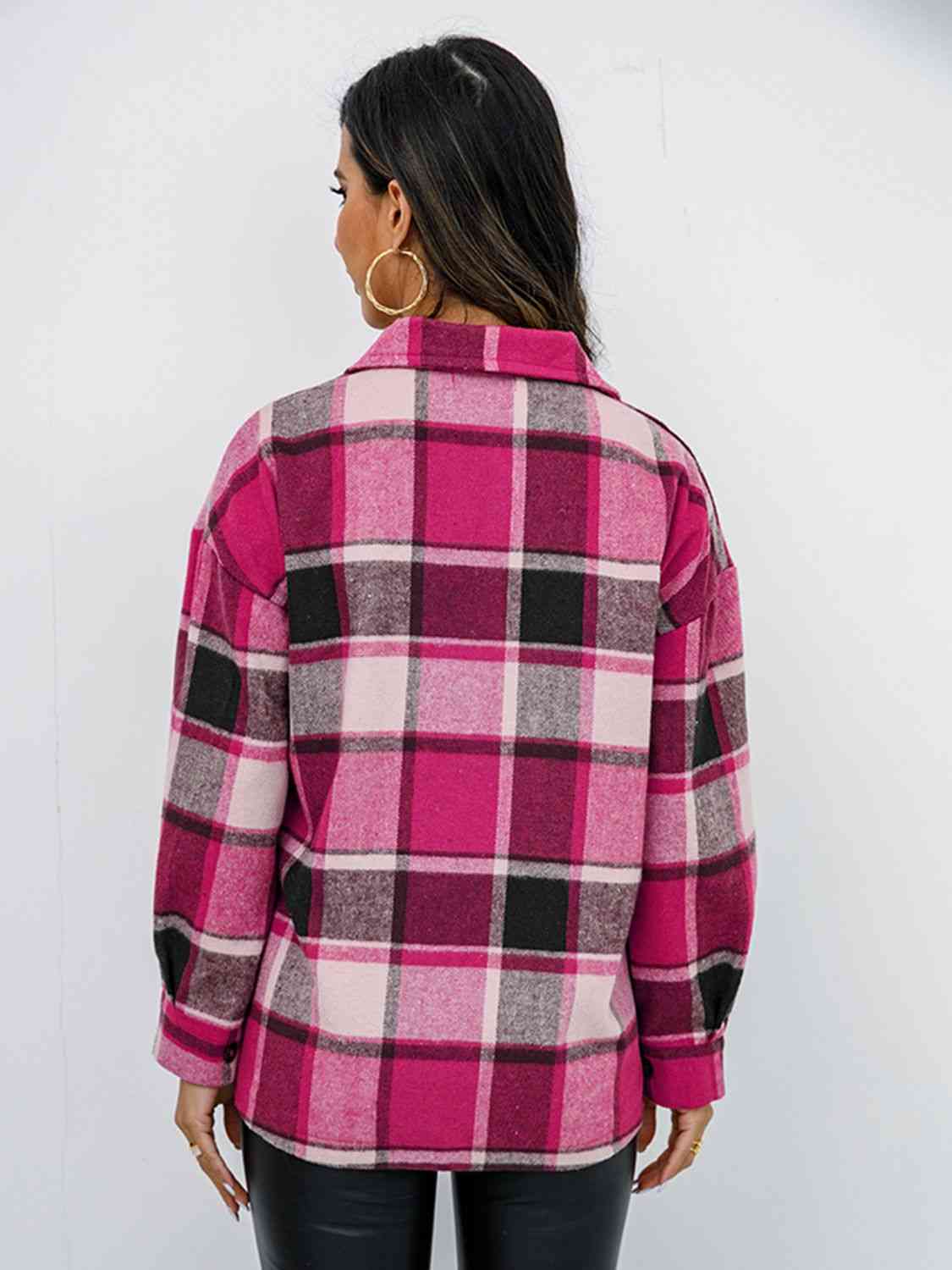 Campfire Plaid Button Up Collared Neck Jacket