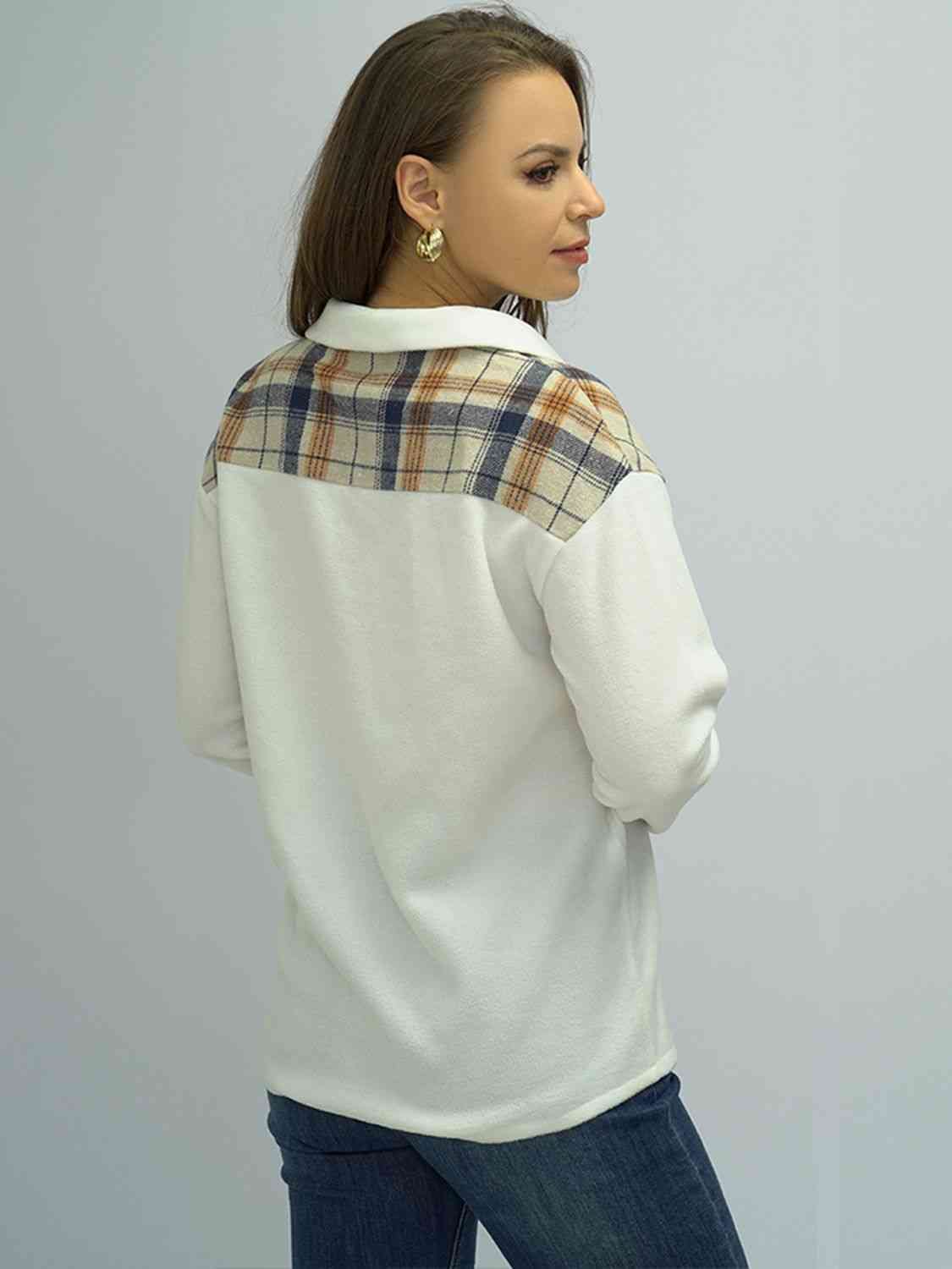 Plaid Detail Dropped Shoulder Shirt