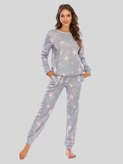 Star Top and Pants Lounge Set Dusty Pink / S