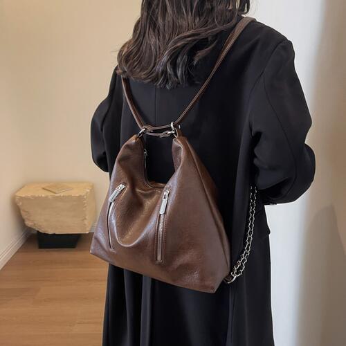 Convertible Vegan Leather Shoulder Bag