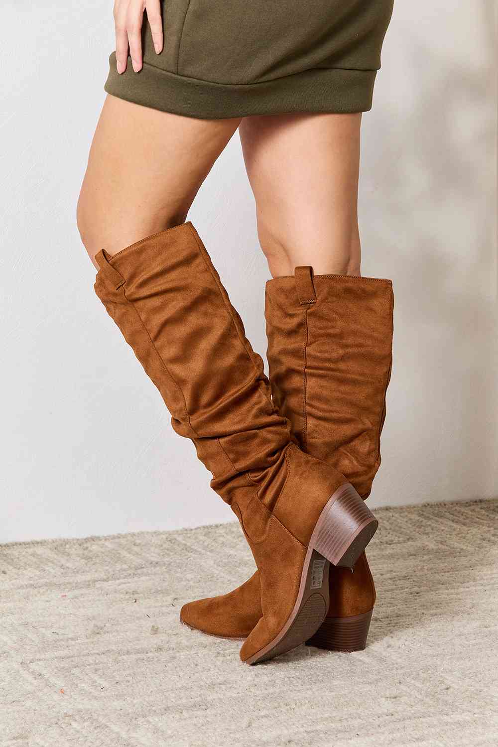 East Lion Corp Chestnut Block Heel Knee High Boots