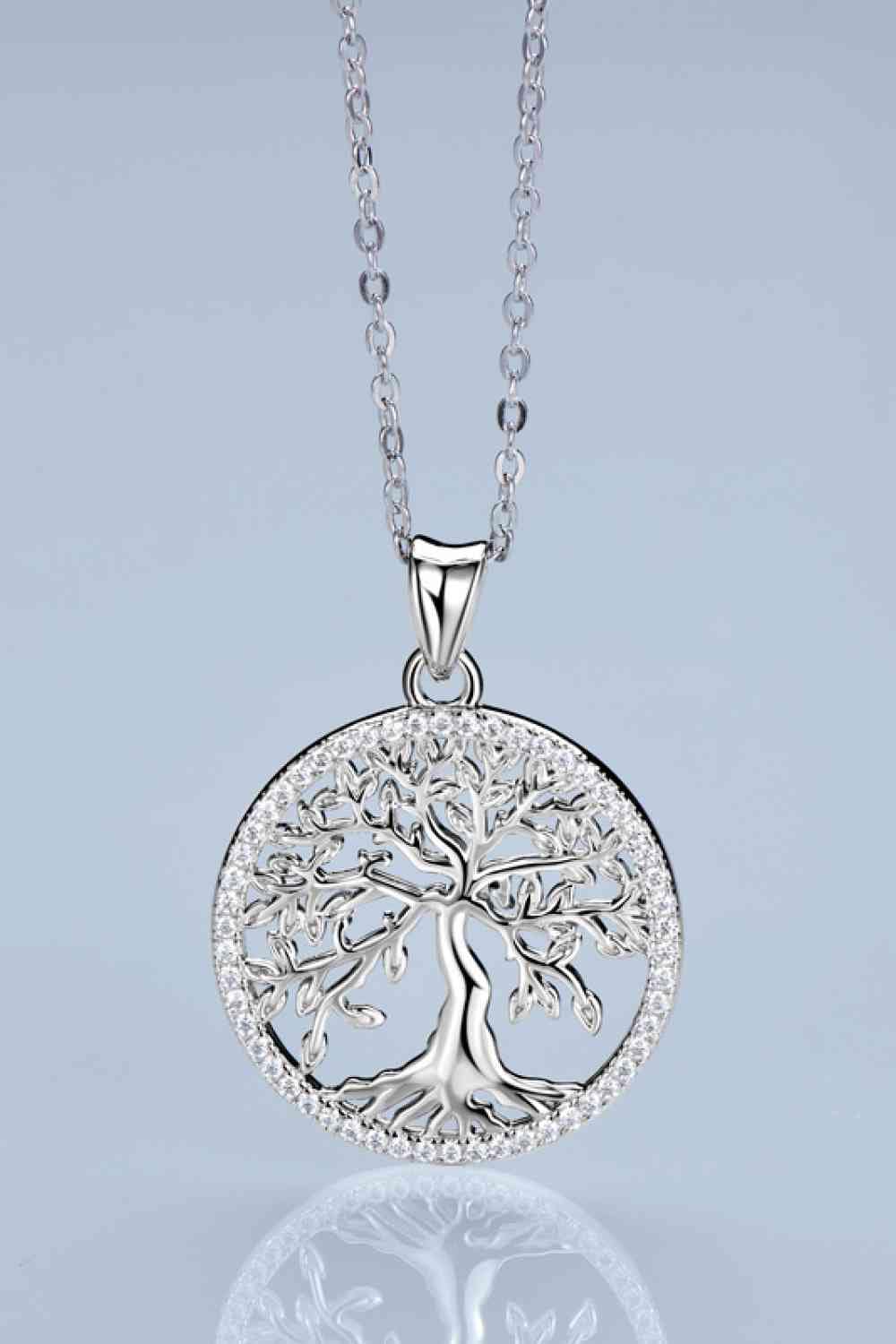 Adored 925 Sterling Silver Moissanite Tree Pendant Necklace Silver / One Size