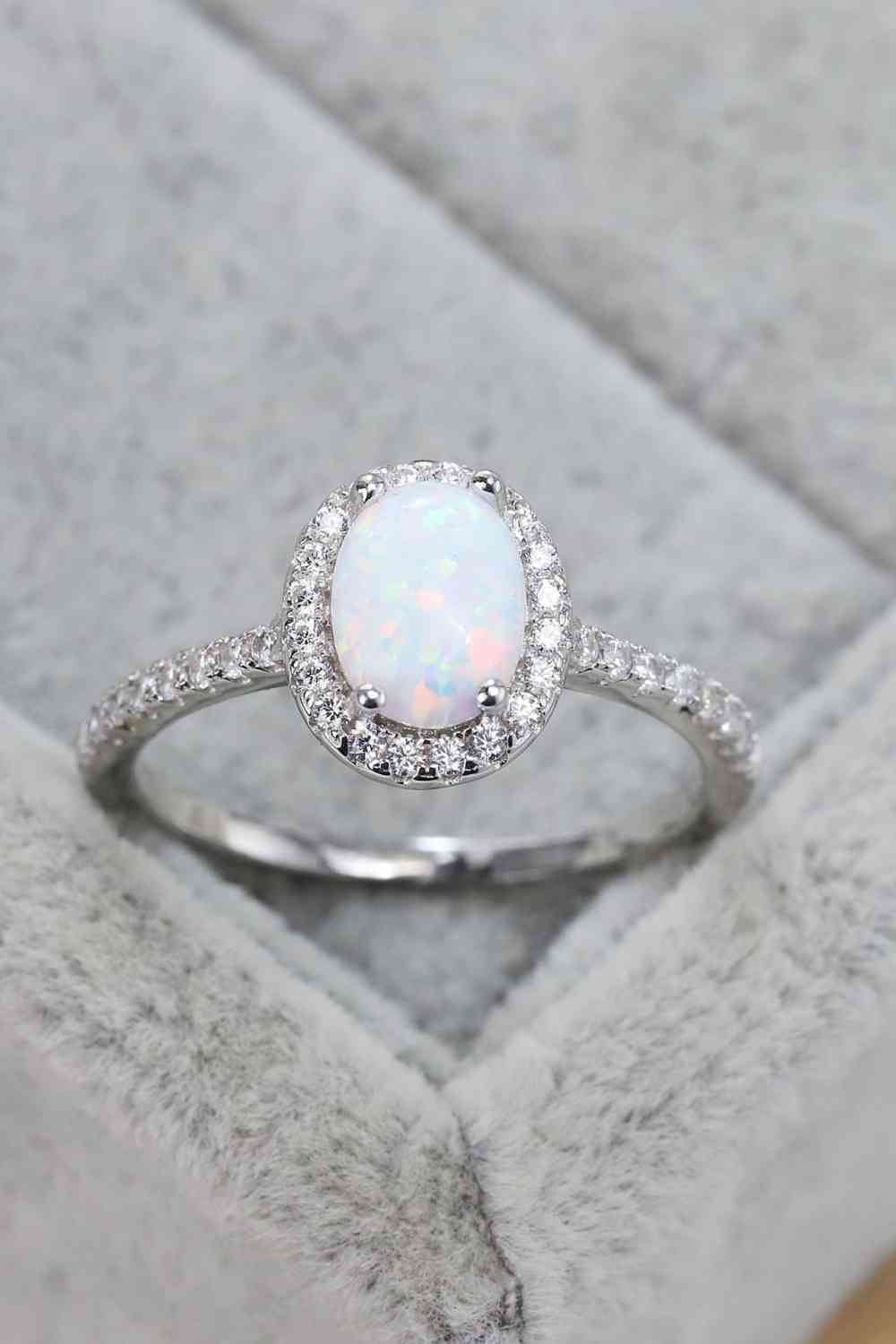 Opal 925 Sterling Silver Halo Ring Silver / 5