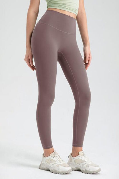 Wide Waistband High Waist Sport Leggings Taupe / S