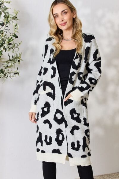 BiBi Leopard Open Front Cardigan Ivory / S