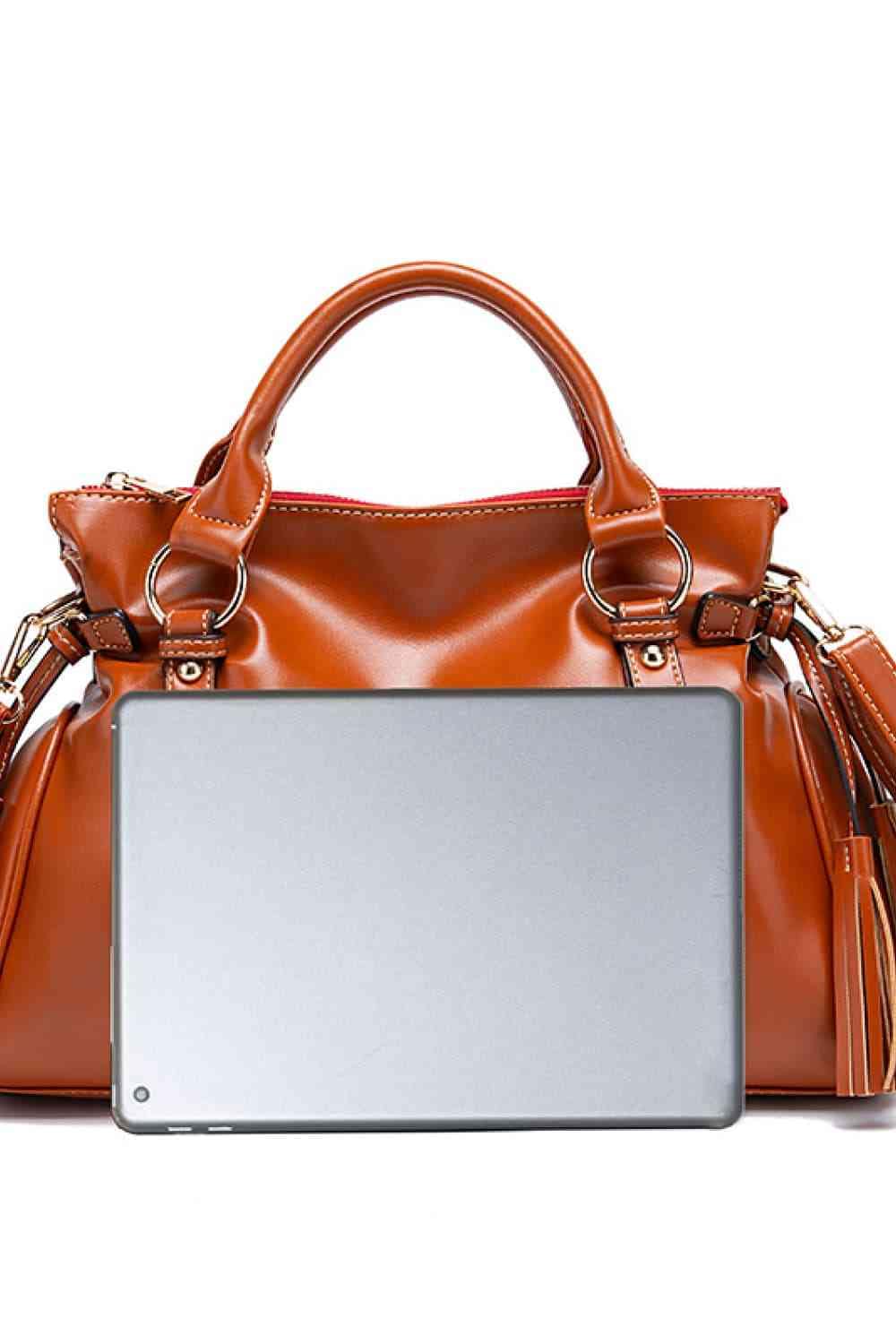 Vegan Leather Handbag with Tassels