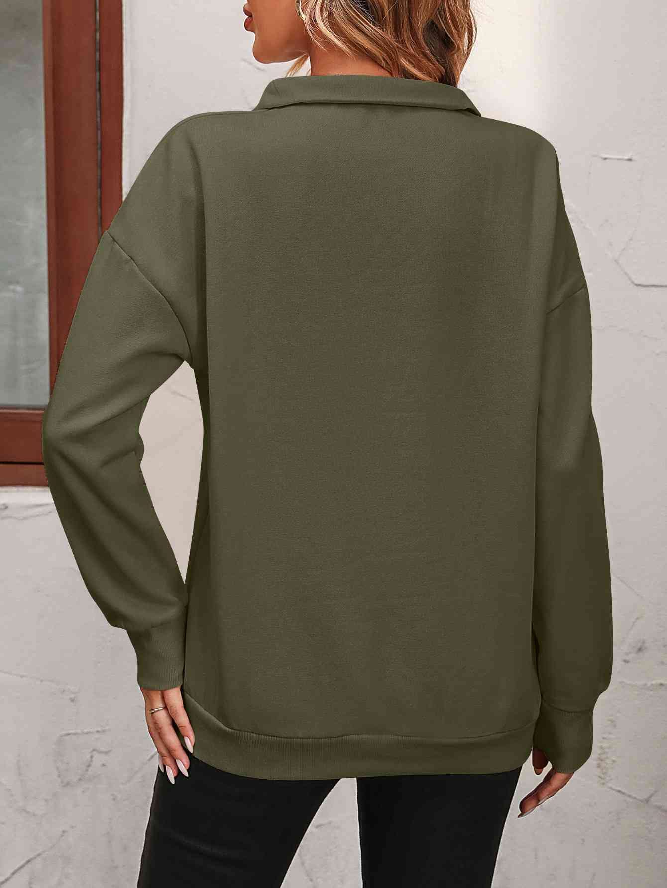 Quarter-Zip Dropped Shoulder Sweatshirt
