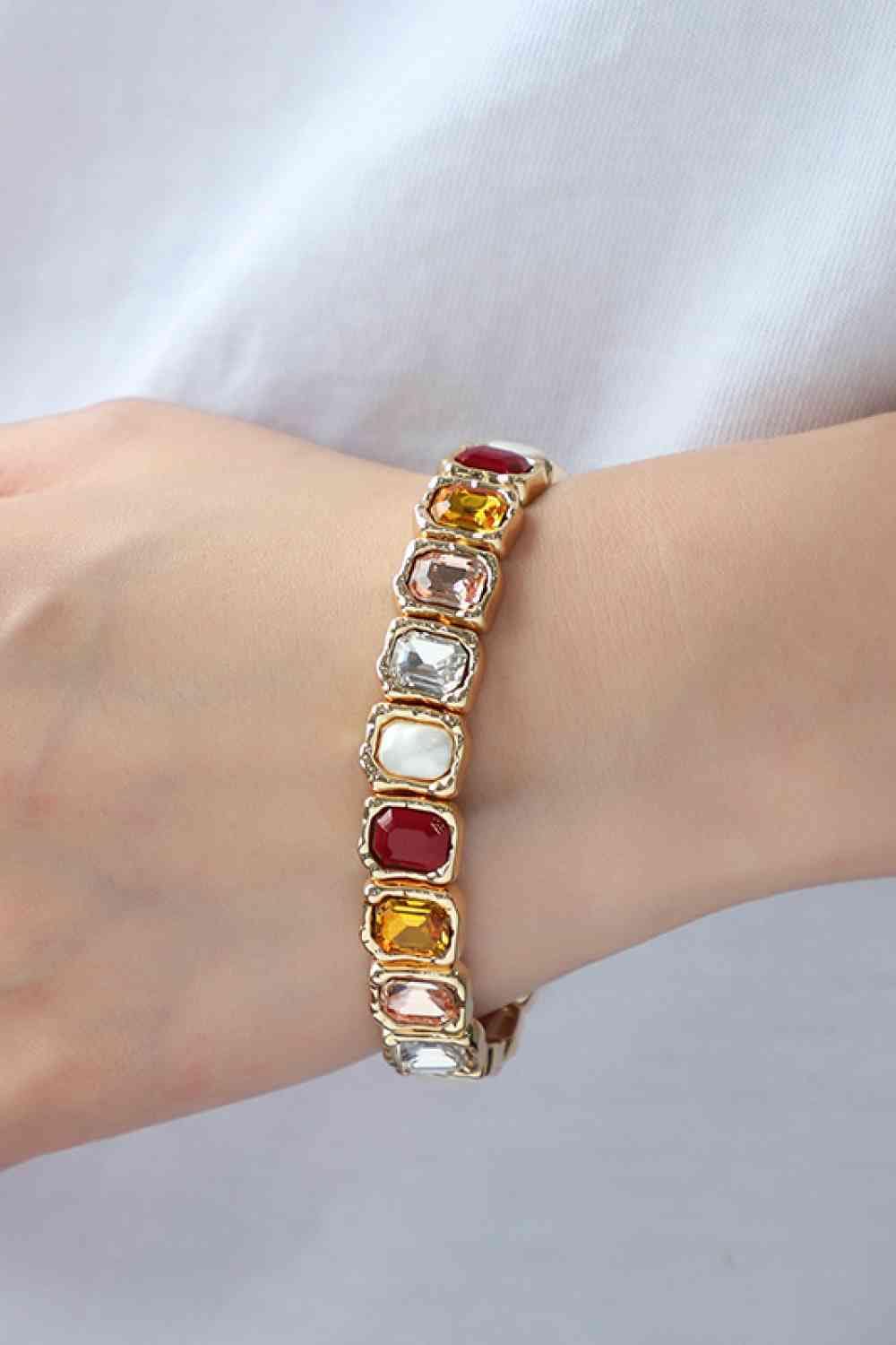 Glass Stone Alloy Bracelet Style B / One Size