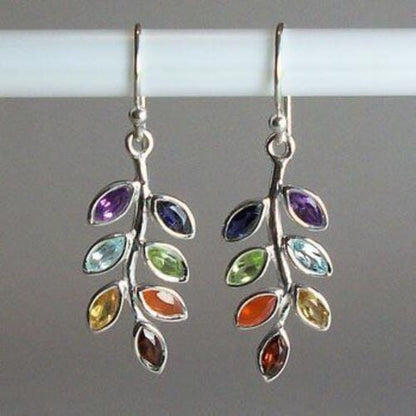 Leaf Shape Alloy Earrings Multicolor / One Size