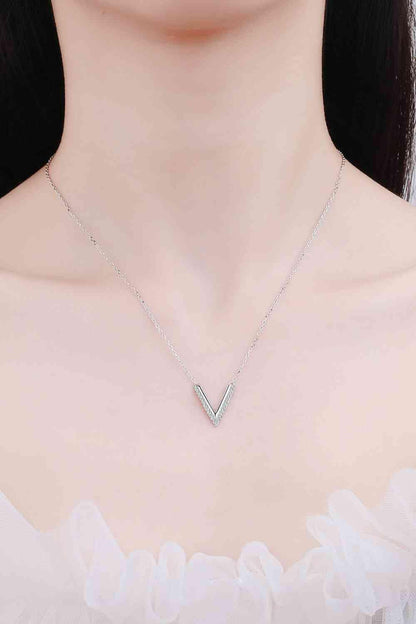 Adored Sterling Silver V Letter Pendant Necklace Silver / One Size