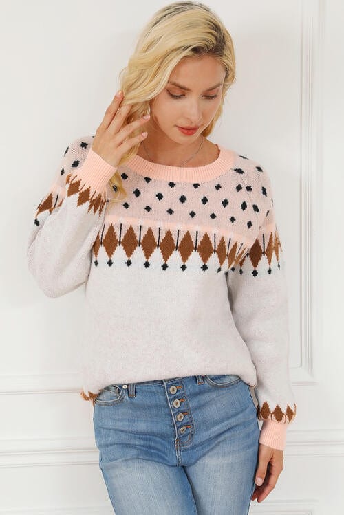 Geometric Long Sleeve Sweater