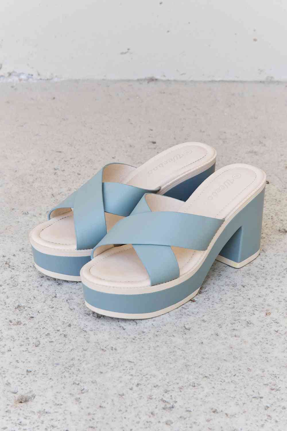 Weeboo Cherish The Moments Contrast Platform Sandals in Misty Blue