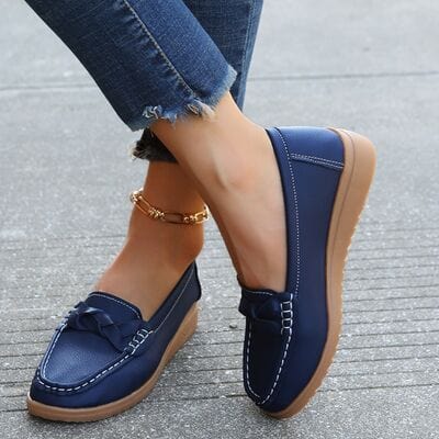 Weave Wedge Heeled Loafers Cobald Blue / 35