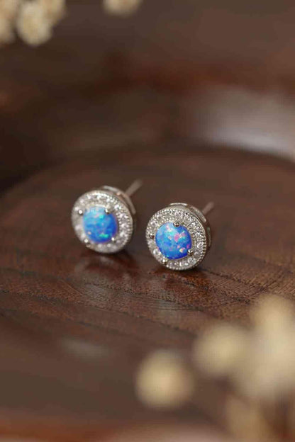 Opal 4-Prong Round Stud Earrings Sky Blue / One Size