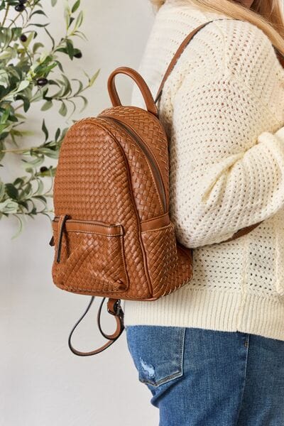 SHOMICO Vegan Leather Woven Backpack