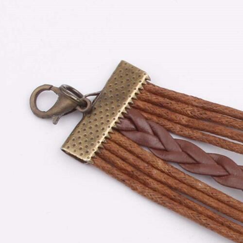 Alloy PU Leather Rope Bracelet Chestnut / One Size