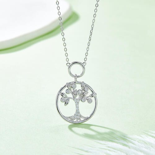 Moissanite 925 Sterling Silver Tree Of Life Pendant Necklace Silver / One Size