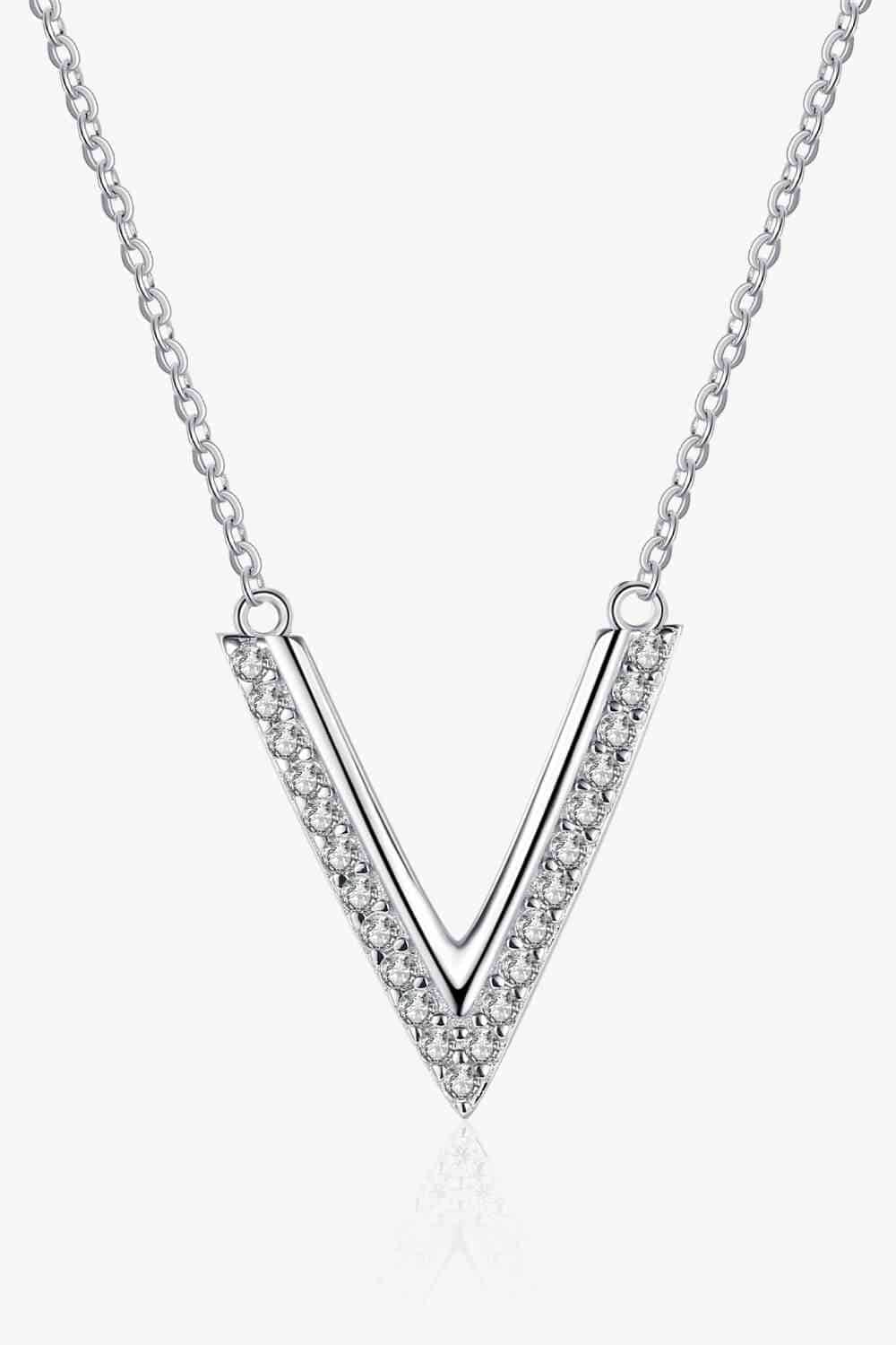 Adored Sterling Silver V Letter Pendant Necklace Silver / One Size
