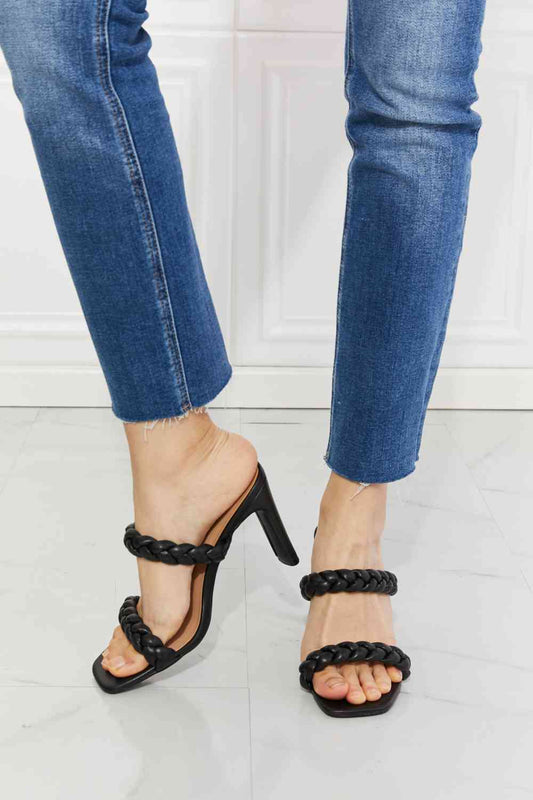 MMShoes In Love Double Braided Block Heel Sandal in Black Black / 6