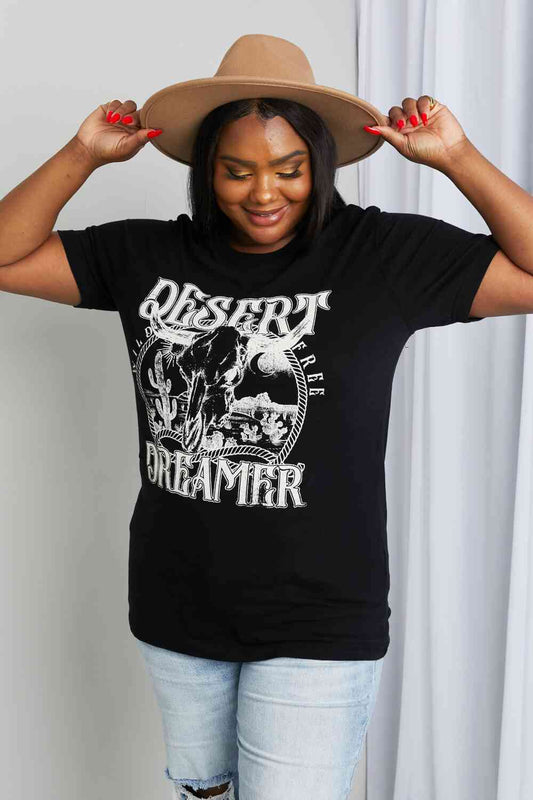 mineB Full Size DESERT DREAMER Graphic Tee Black / S