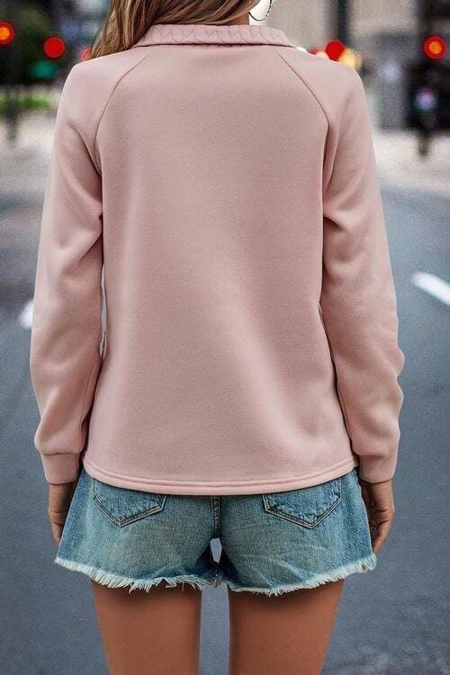 Texture Half Zip Long Sleeve Sweatshirt