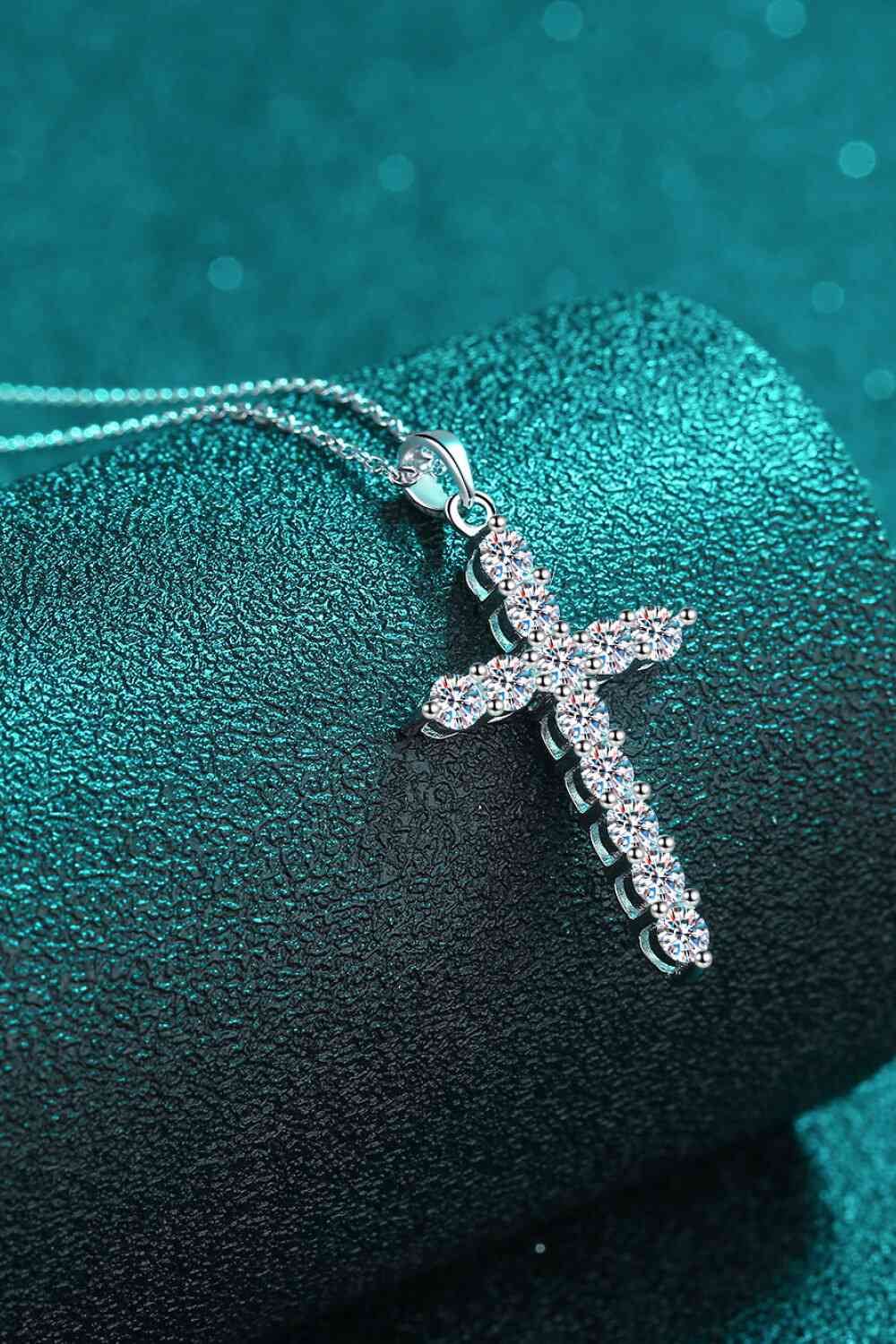 Adored 925 Sterling Silver Cross Moissanite Necklace Silver / One Size