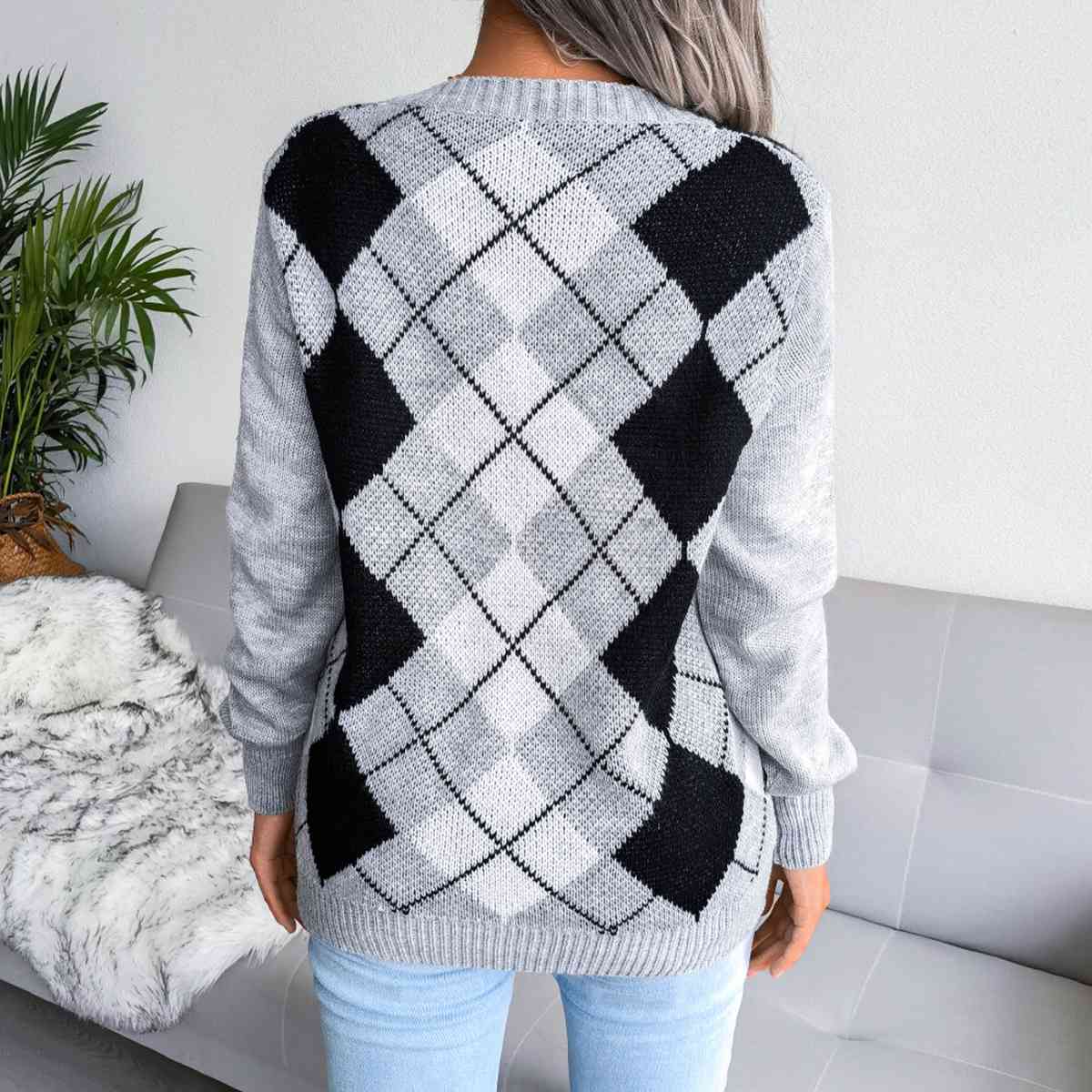 Argyle V-Neck Sweater