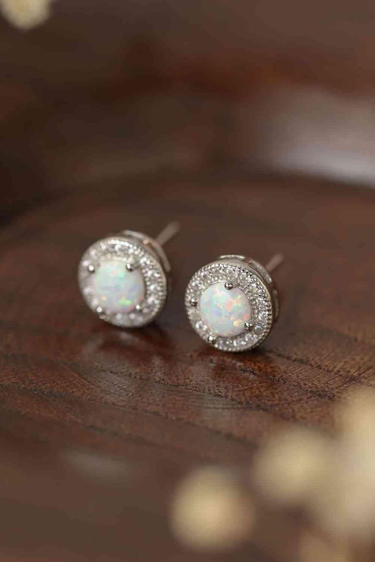 Opal 4-Prong Round Stud Earrings White / One Size