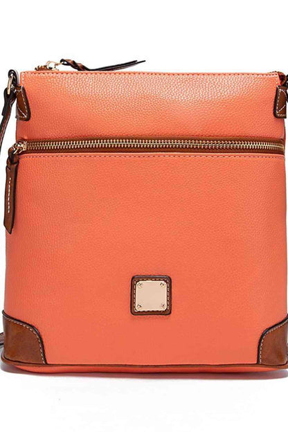 Square Vegan Leather Crossbody Bag Tangerine / One Size
