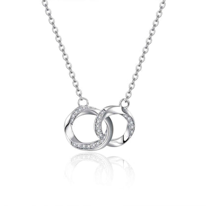 Moissanite 925 Sterling Silver Interlocking Rings Necklace