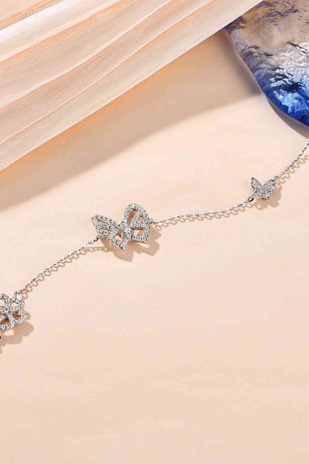 Moissanite Butterfly Shape Bracelet Silver / One Size