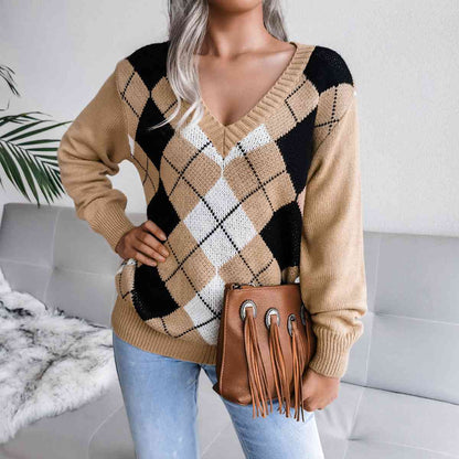 Argyle V-Neck Sweater