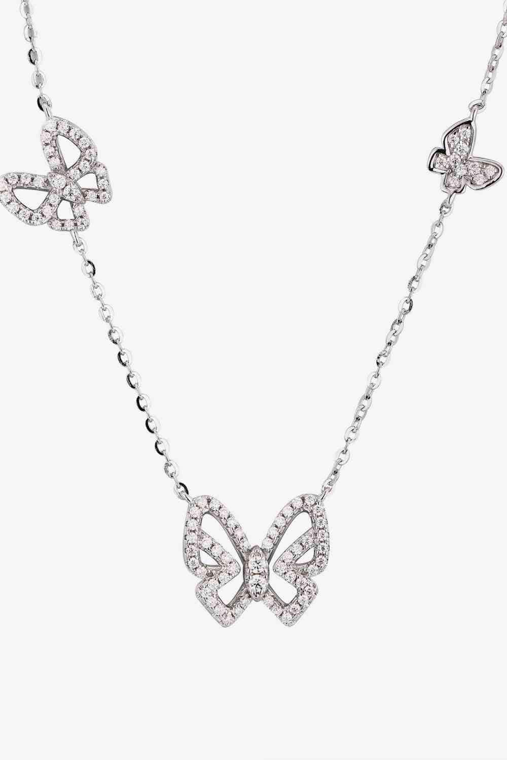 Moissanite Butterfly Shape Necklace Silver / One Size