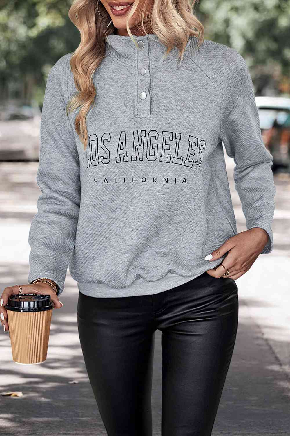 LOS ANGELES CALIFORNIA Graphic Quarter-Snap Sweatshirt Cloudy Blue / S